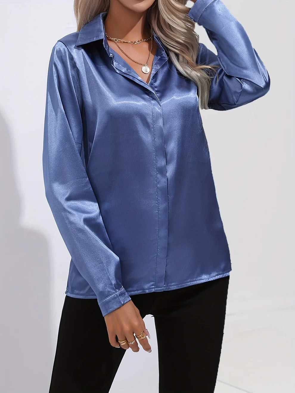 Satijnen Blouse | Dames blouse met elegante glans en tijdloze stijl