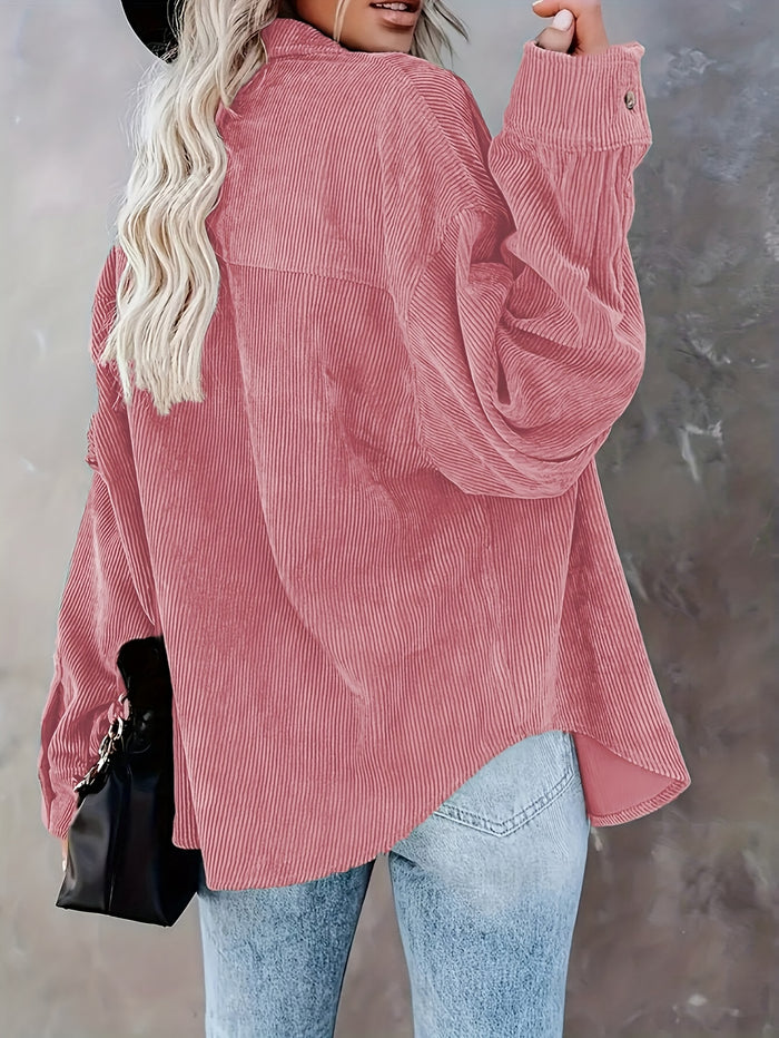 Danica - Dames Mosterdgele Corduroy Button-Up Shirt