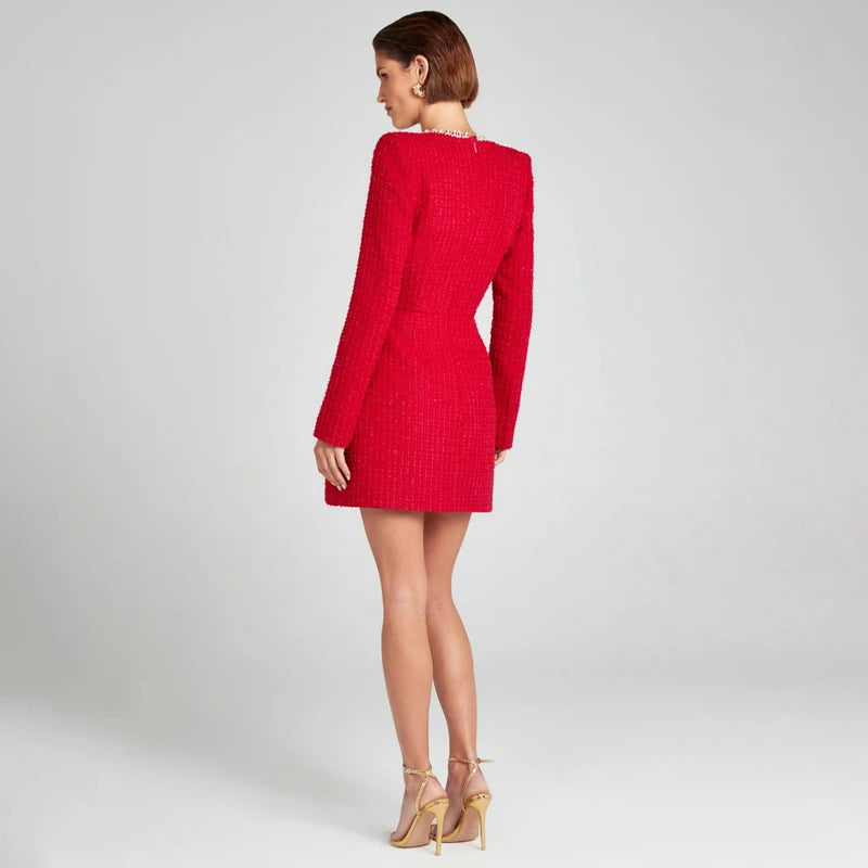 Darcy - Elegant Mini Jurk met Parelaccenten