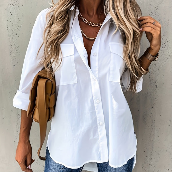 Dariela - Effen Blouse met Knopen