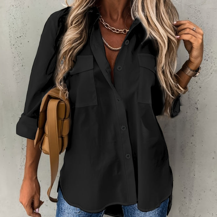 Dariela - Effen Blouse met Knopen