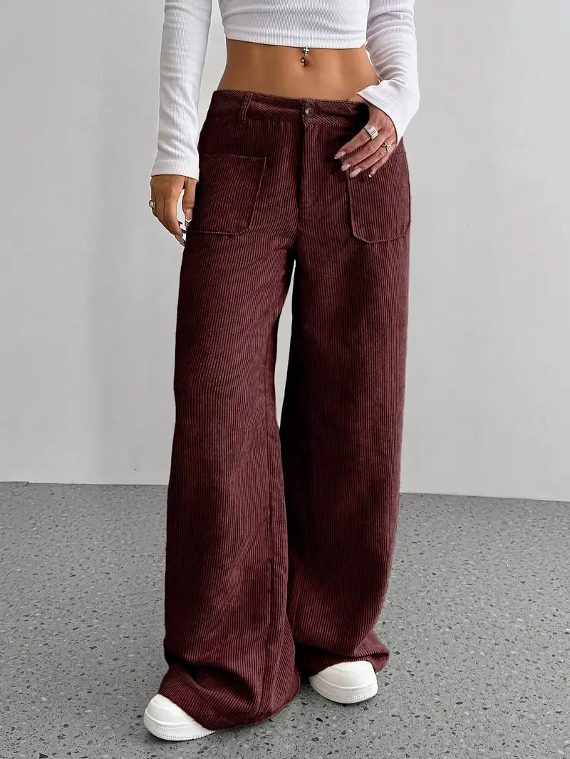 Ainsley - Makara Corduroy Broek Met Wijde Pijpen