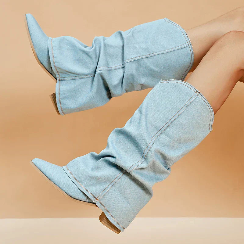 Denim laarzen voor dames