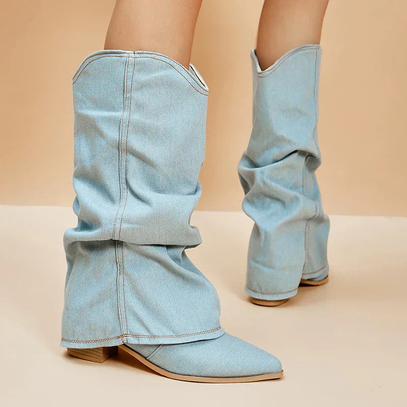 Denim laarzen voor dames