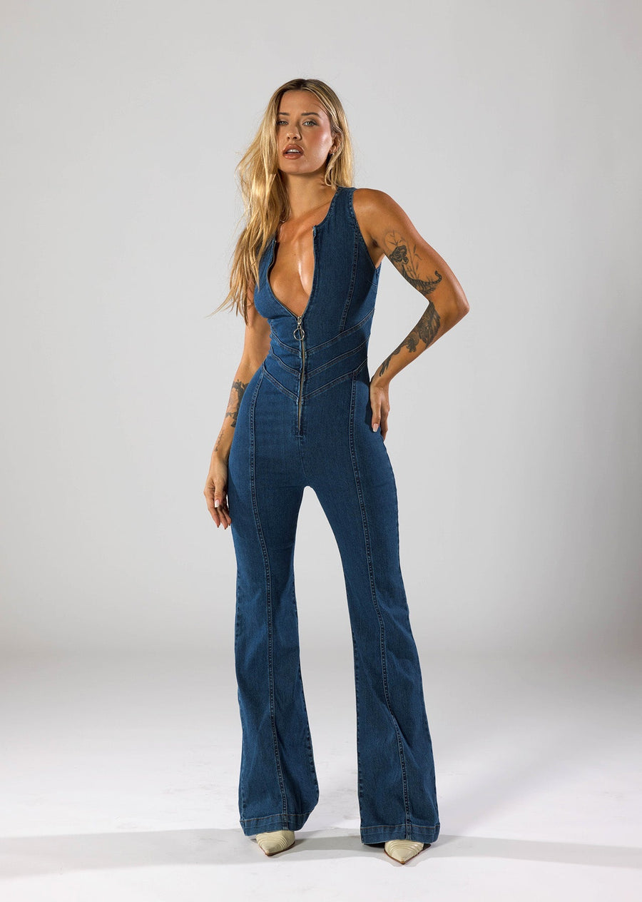 Doressa - Trendy Denim Jumpsuit