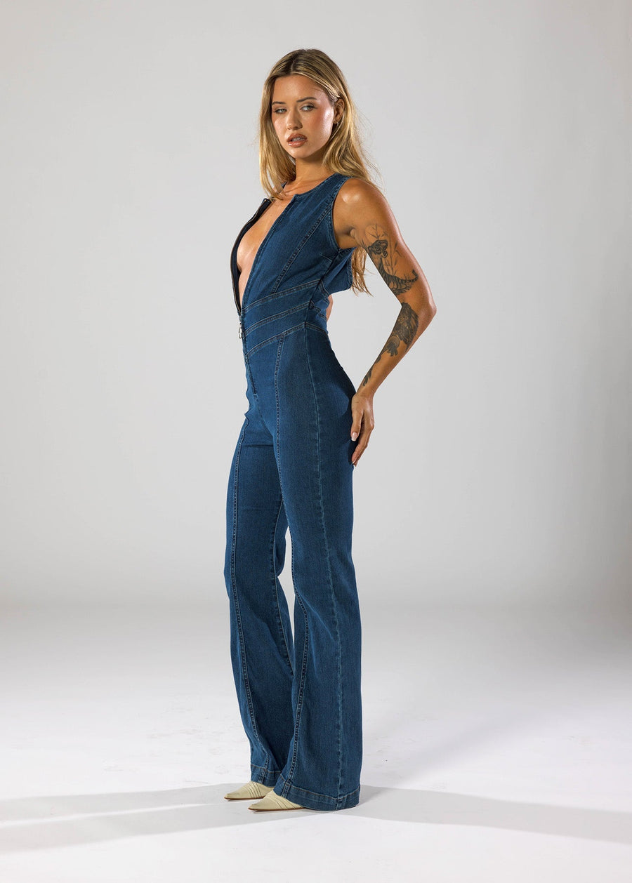 Doressa - Trendy Denim Jumpsuit