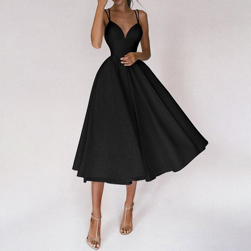 Imke | Dames midikleed met sexy kruisrug – elegant en verleidelijk design