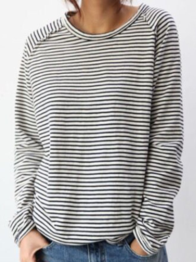 Dames Top – Elegante Lange Mouwen – Gestreept Ademend en Tijdloos Design