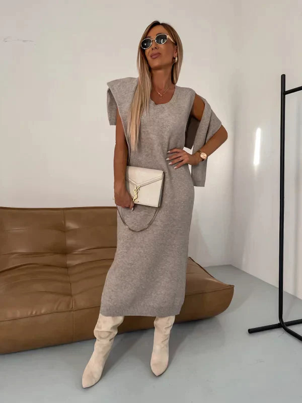 Eleanor Jurk Set | Dames midi-jurk met bijpassende coltrui voor herfst en winter