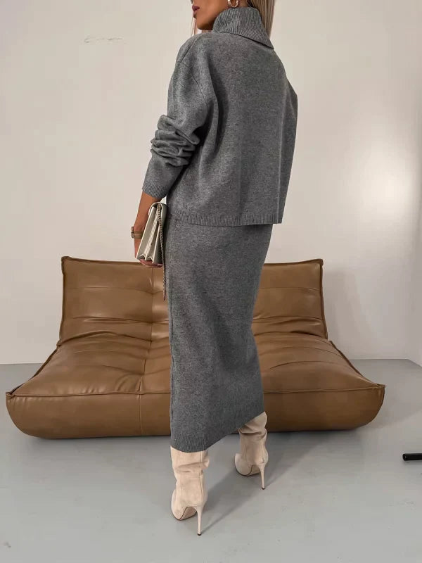 Eleanor Jurk Set | Dames midi-jurk met bijpassende coltrui voor herfst en winter
