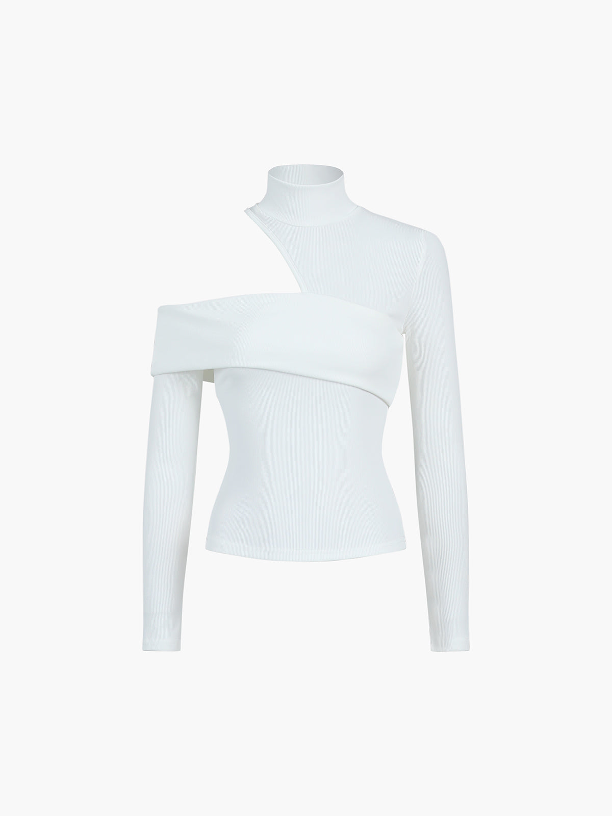 Eleanor - Oblique uitgesneden rib top met lange mouwen