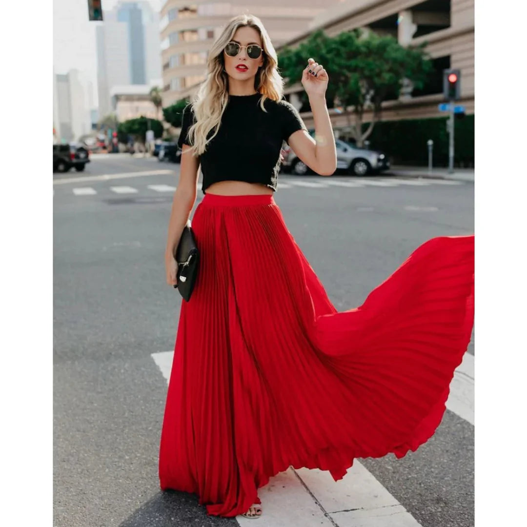 Elegante geplooide maxi rok