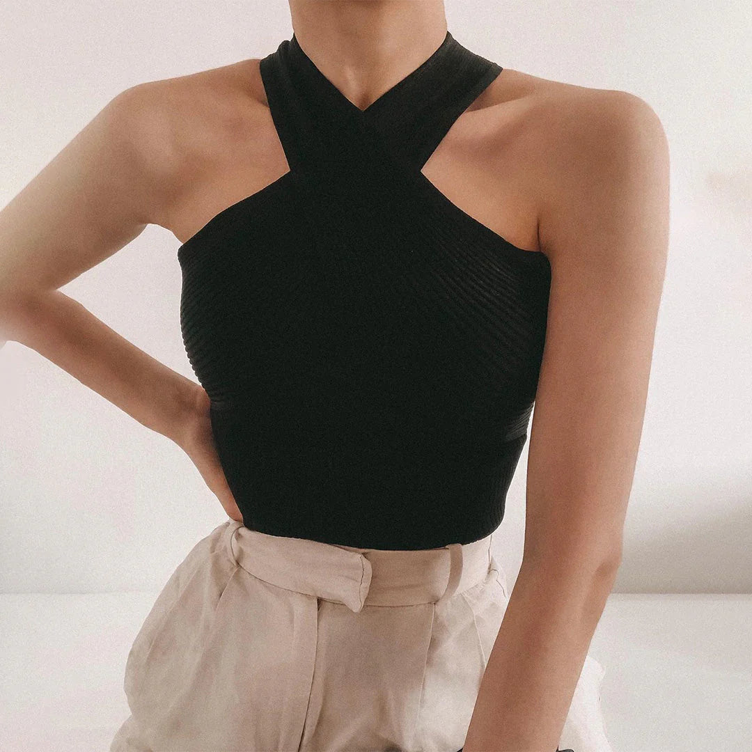 Elegante top met gekruiste band