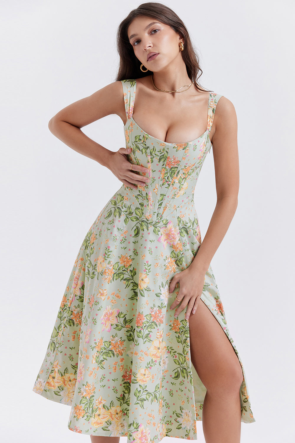 Elysia - Bloemen Midi Zonnejurk