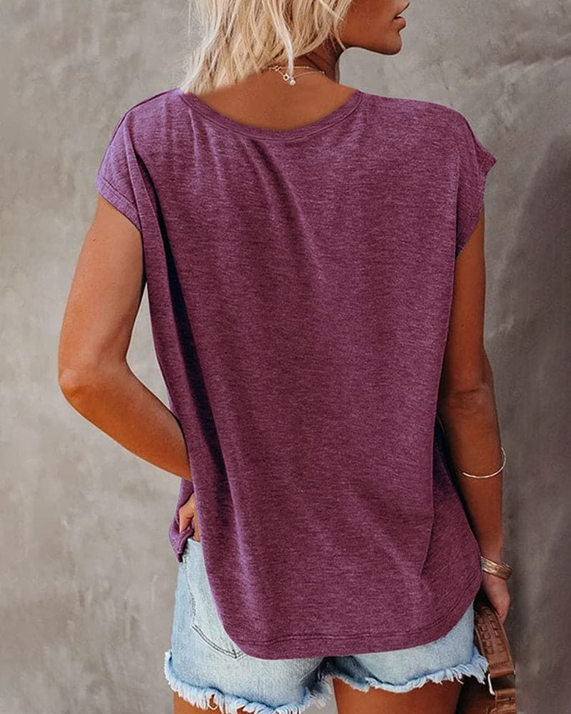 Emma Shirt | Dames T-shirt met V-hals en losvallende pasvorm van ademend katoen
