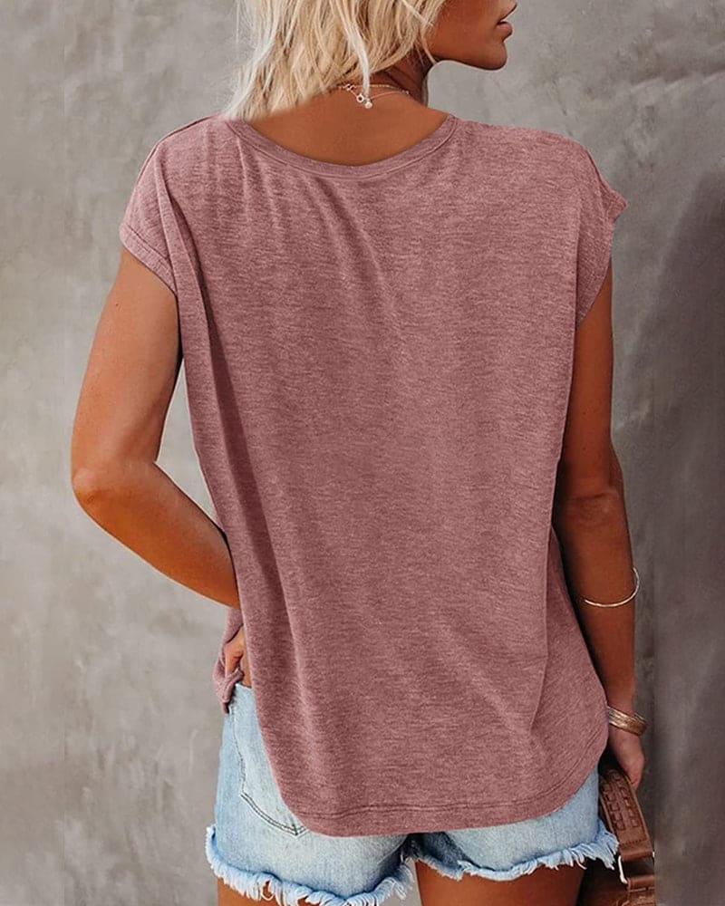 Emma Shirt | Dames T-shirt met V-hals en losvallende pasvorm van ademend katoen