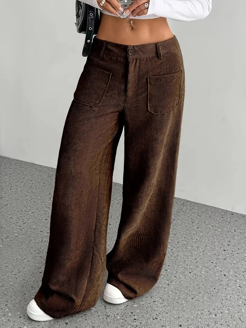 Ainsley - Makara Corduroy Broek Met Wijde Pijpen