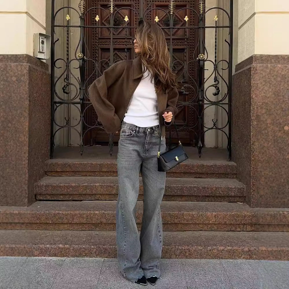 Retro herfstjas dames | Double-breasted jas met losse pasvorm en tijdloos design