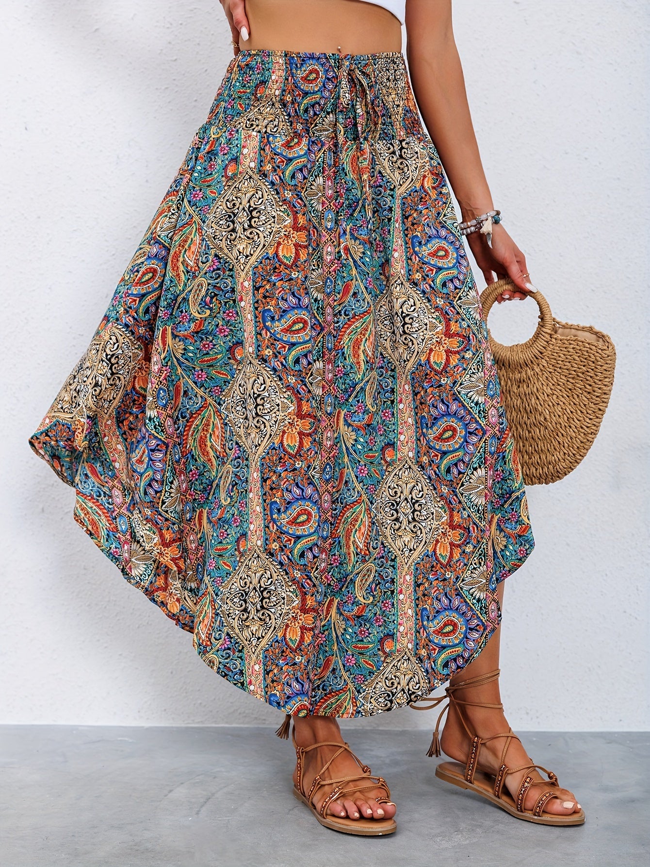 Berdien | Dames Rok met Hoge Taille en Paisleyprint – Elegant Bohemian Design voor Lente en Zomer