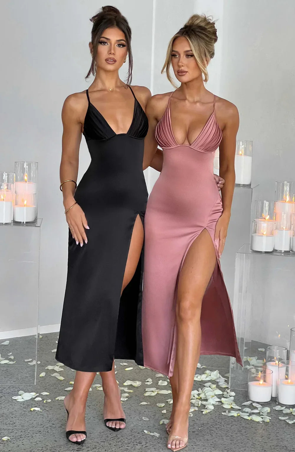 Fadia - Elegante Midi Jurk Met Spaghettibandjes