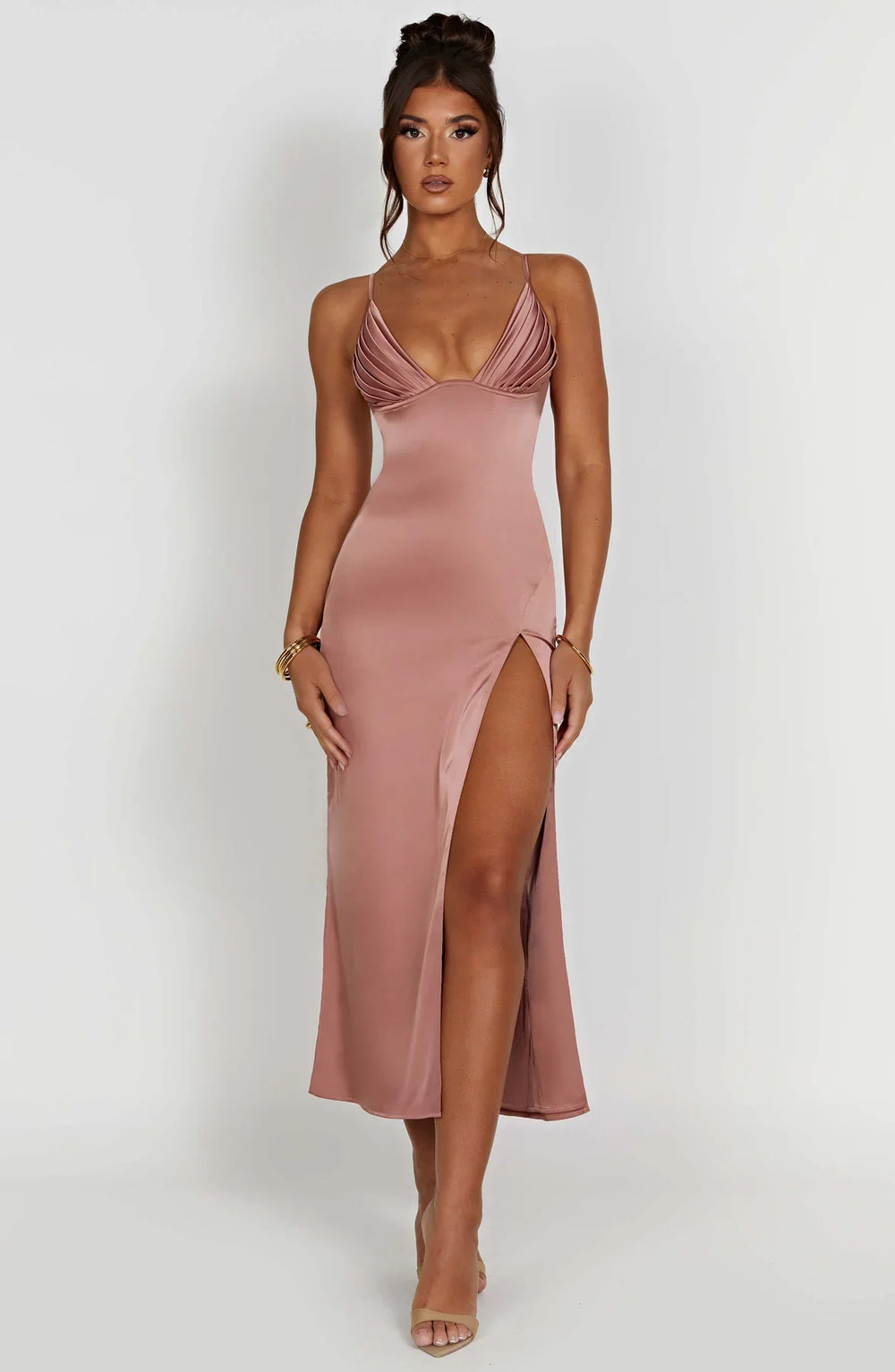 Fadia - Elegante Midi Jurk Met Spaghettibandjes