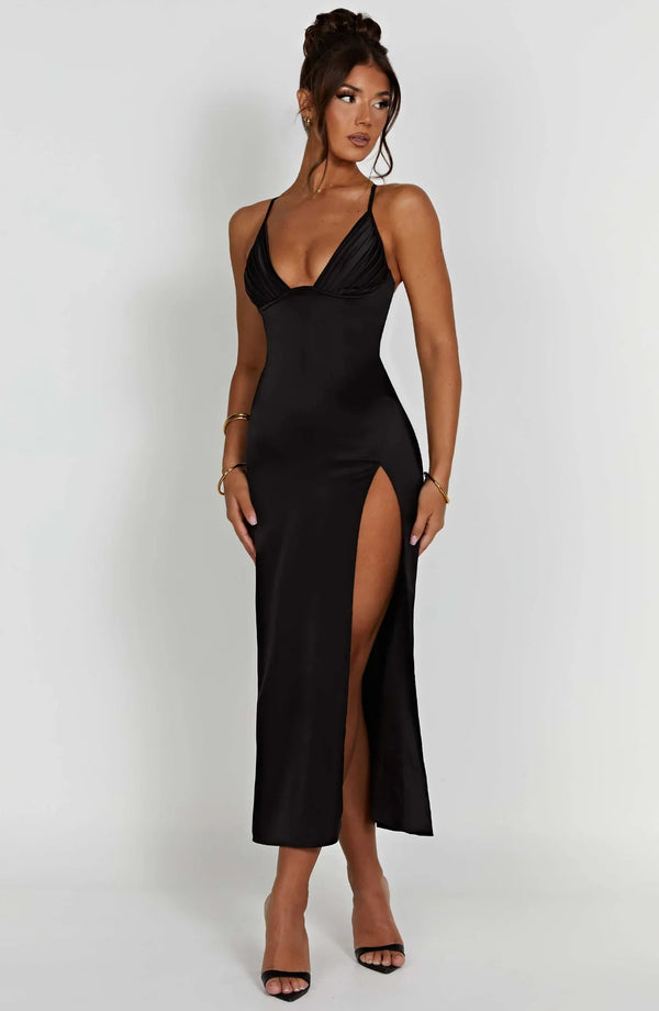 Fadia - Elegante Midi Jurk Met Spaghettibandjes