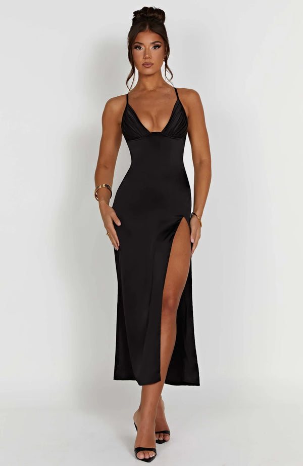 Fadia - Elegante Midi Jurk Met Spaghettibandjes