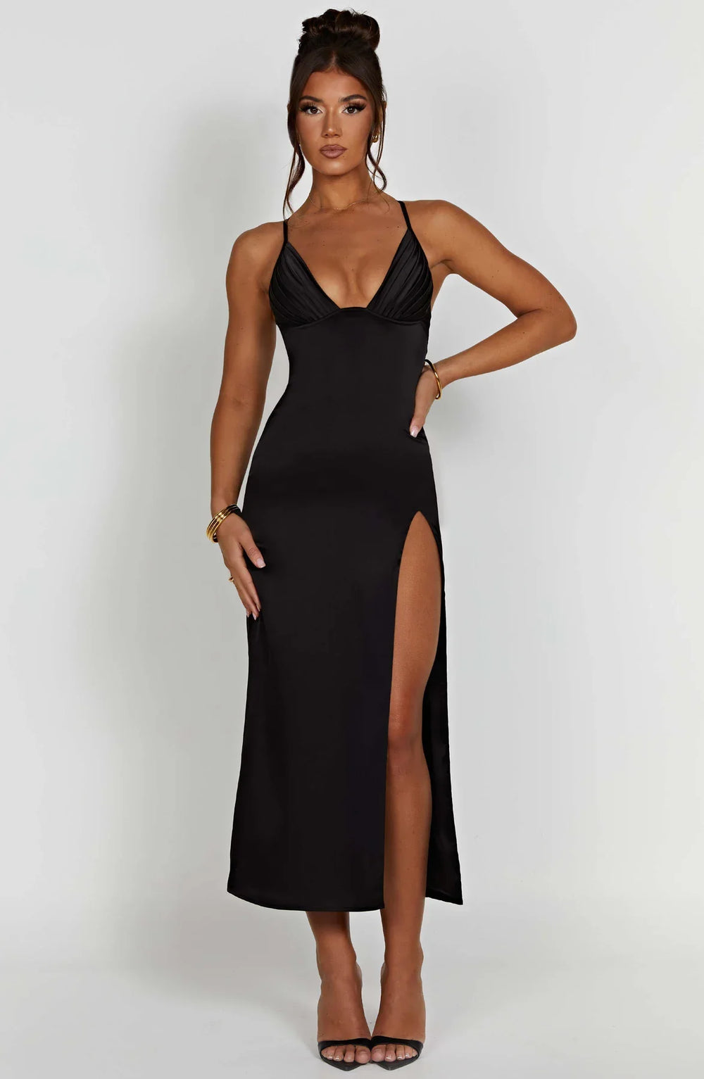 Fadia - Elegante Midi Jurk Met Spaghettibandjes
