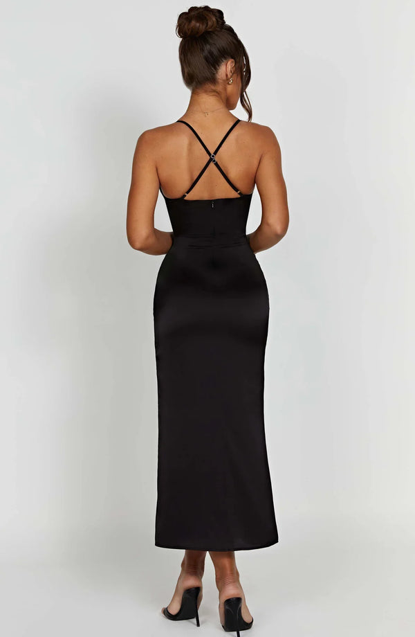 Fadia - Elegante Midi Jurk Met Spaghettibandjes