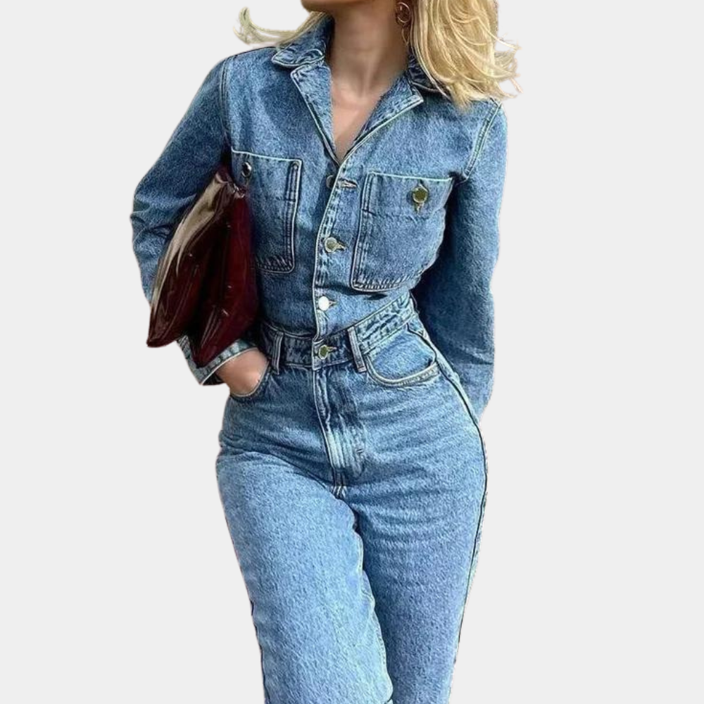 Fatima - Stijlvolle Denim Jumpsuit