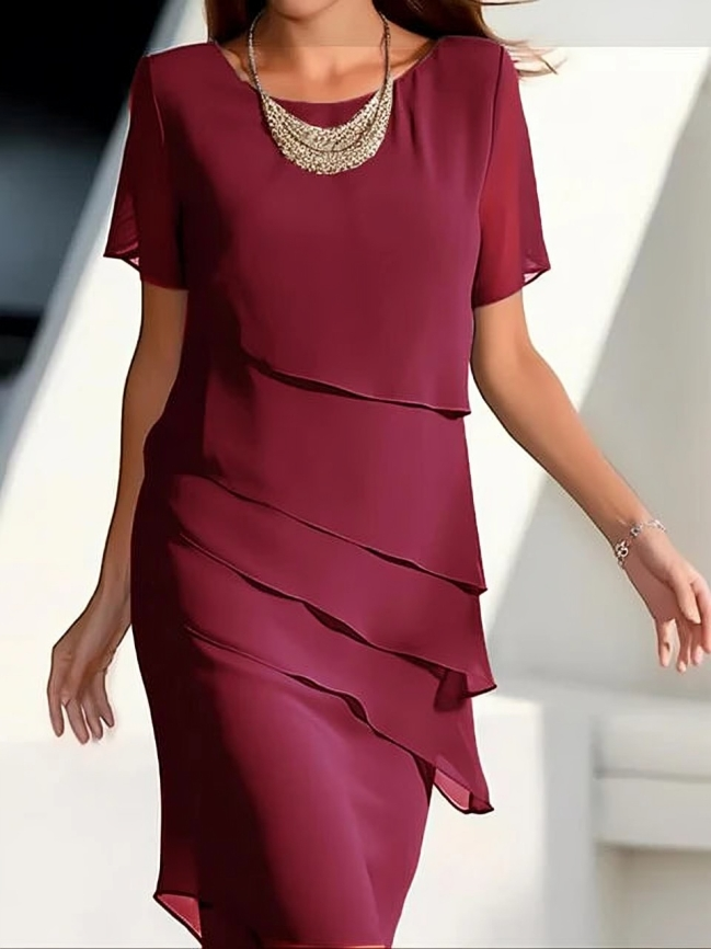 Gavina - Elegante Midi Jurk Met Lagen