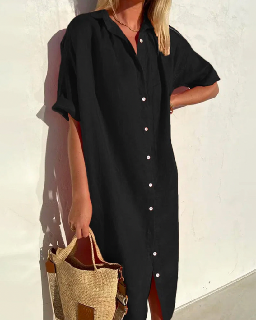 Liora Midi-Jurk | Damesjurk met Luchtige Pasvorm – Perfect voor Zomer, Vakantie & Warme Dagen