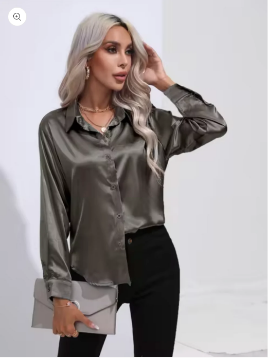 Ginevra - Satijnen Blouse Met Lange Mouwen