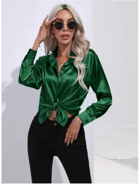 Ginevra - Satijnen Blouse Met Lange Mouwen