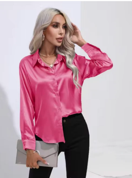 Ginevra - Satijnen Blouse Met Lange Mouwen