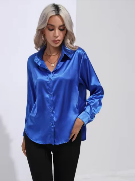 Ginevra - Satijnen Blouse Met Lange Mouwen