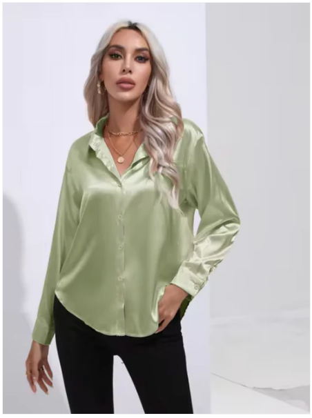 Ginevra - Satijnen Blouse Met Lange Mouwen