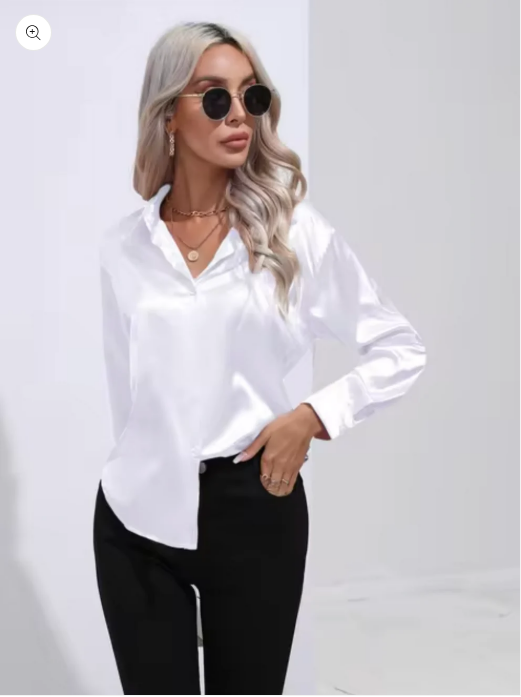 Ginevra - Satijnen Blouse Met Lange Mouwen