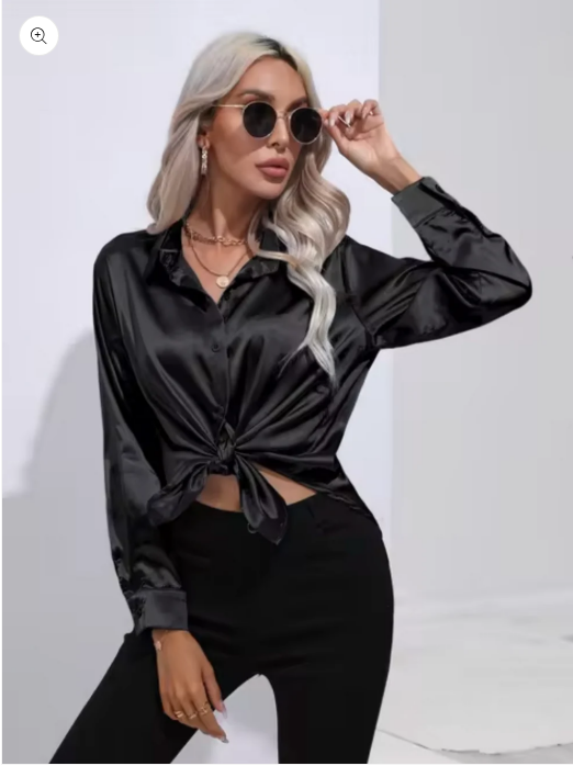 Ginevra - Satijnen Blouse Met Lange Mouwen