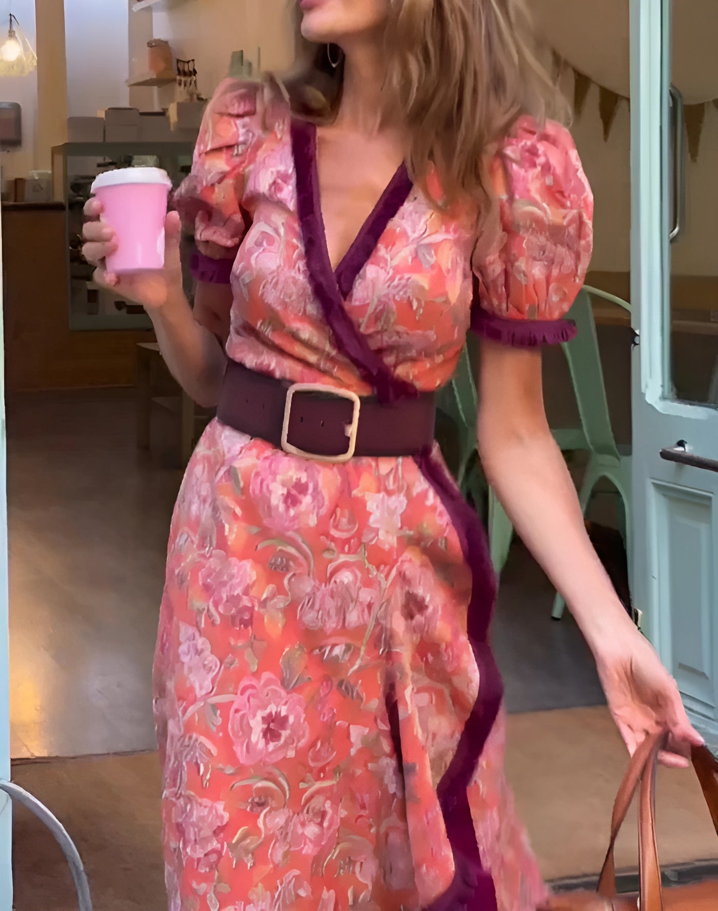 Dames Maxi Jurk met Bloemenprint en Strikceintuur bij Taille