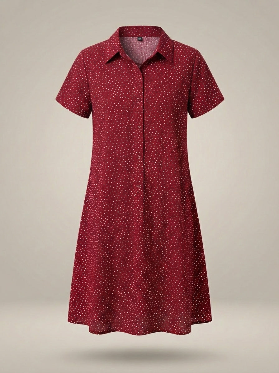 Dames Getailleerde Jurk – Korte Mouwen, Geschikt voor Lente en Zomer