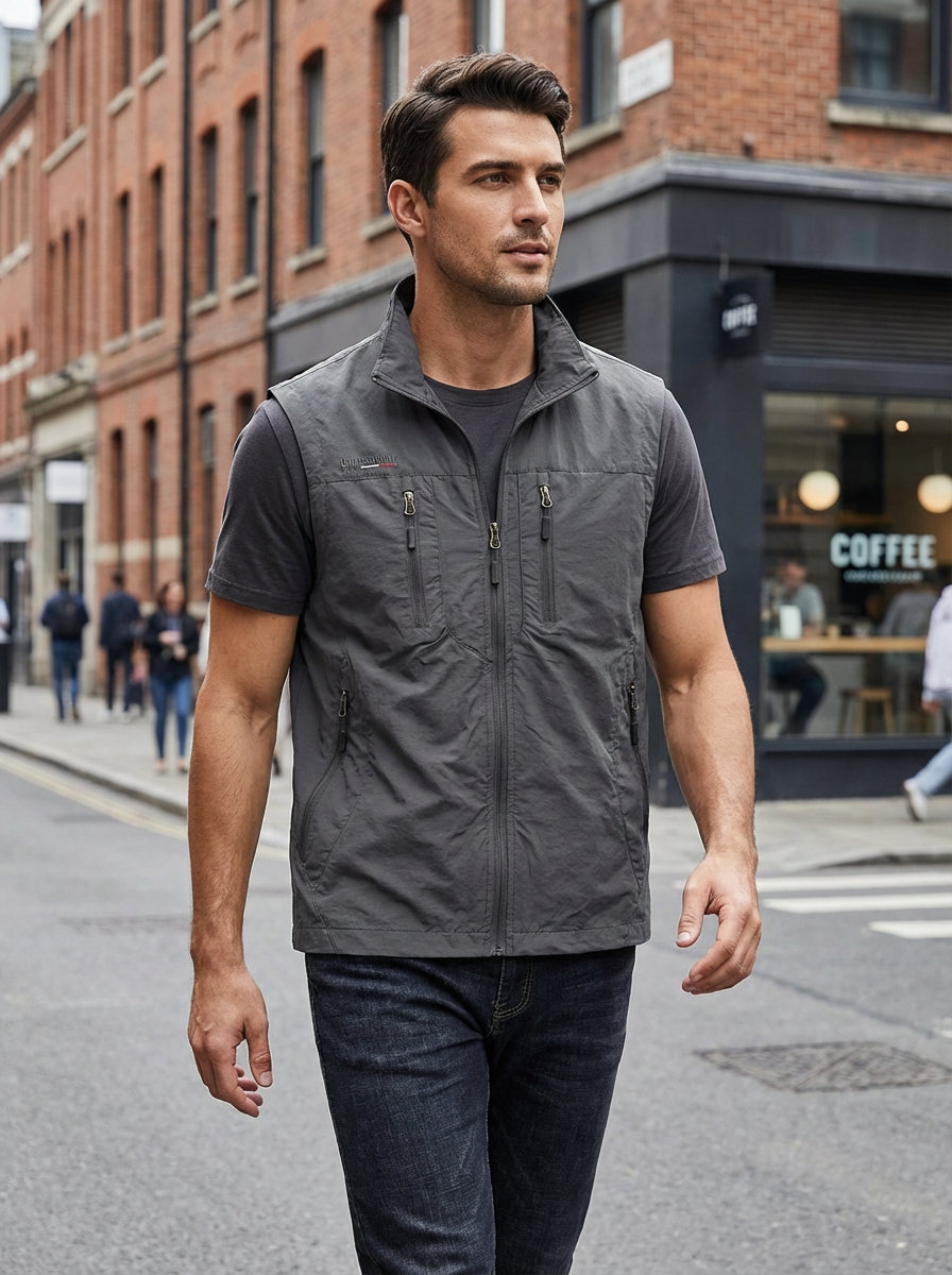 Heren Lichtgewicht Bodywarmer – Met Rits en Zakken, Geschikt voor Lente en Herfst