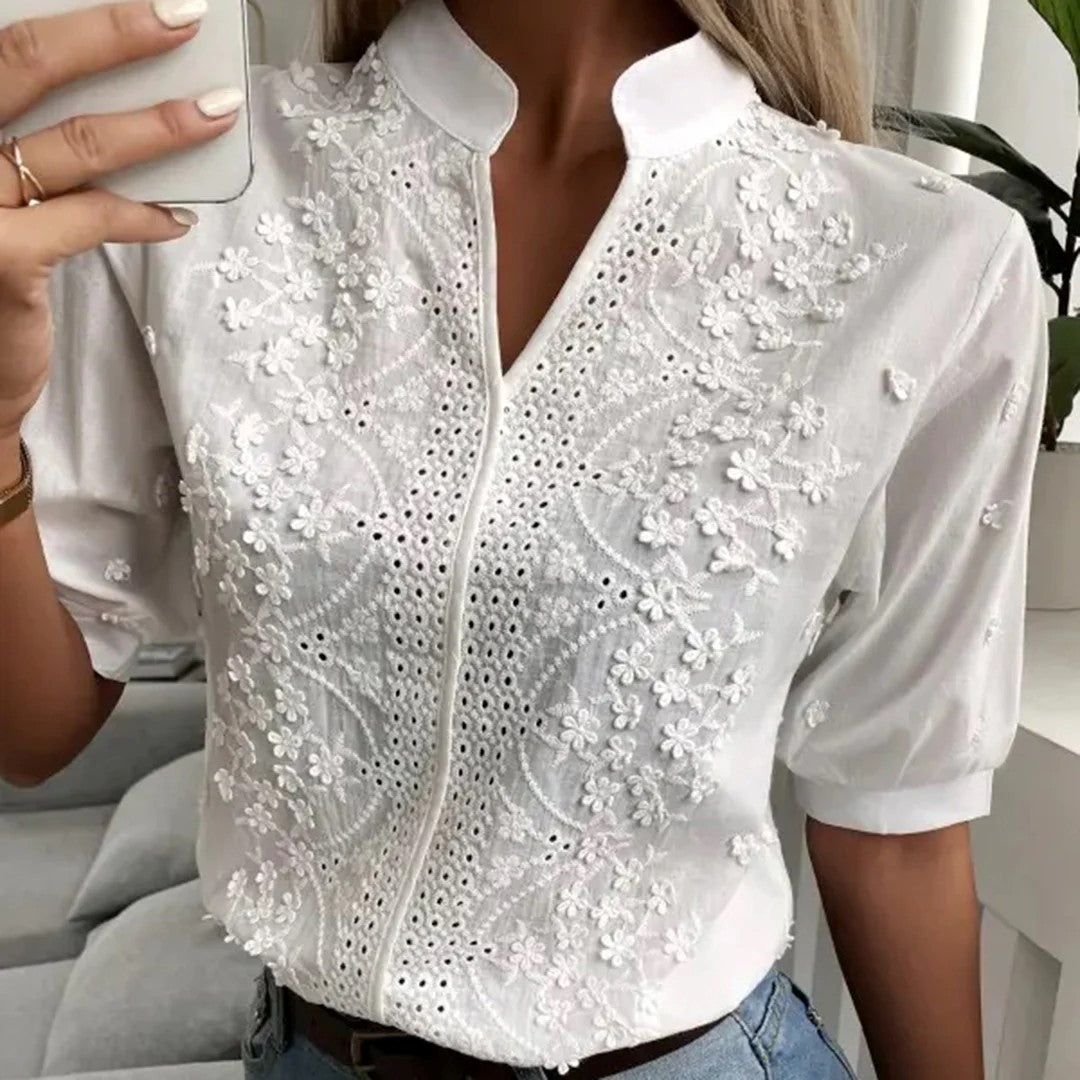 Hue - Witte Modieuze Blouse