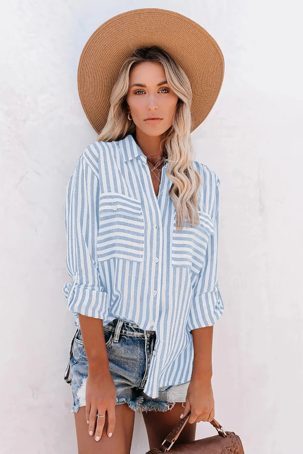 Idalia Blouse | Damesblouse met ademende stof en tijdloos streepdessin