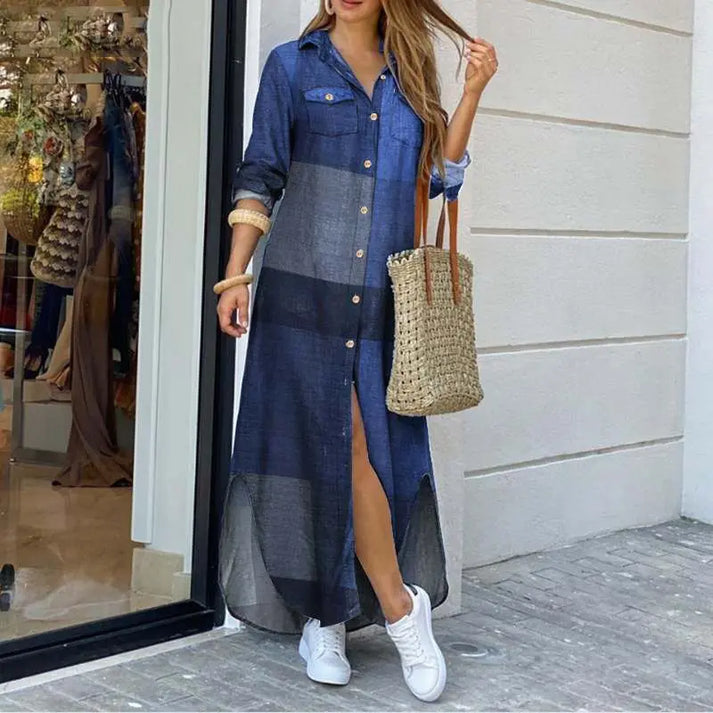 Ilse Jurk – Dames – Lange Denim Overhemdstijl met Tijdloze Elegantie
