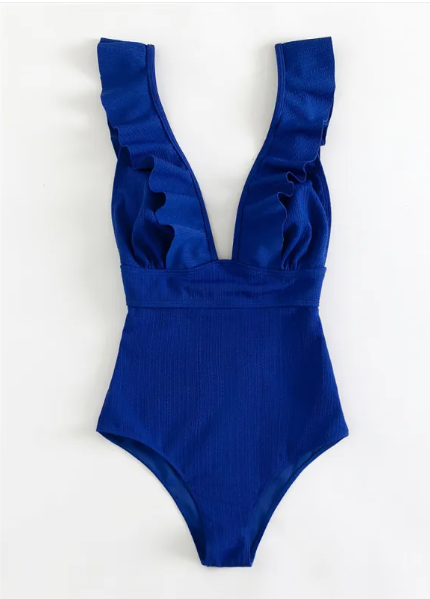 Elisa | Elegant V-Hals Badpak met Ruffle Details – Stijlvol & Flatterend
