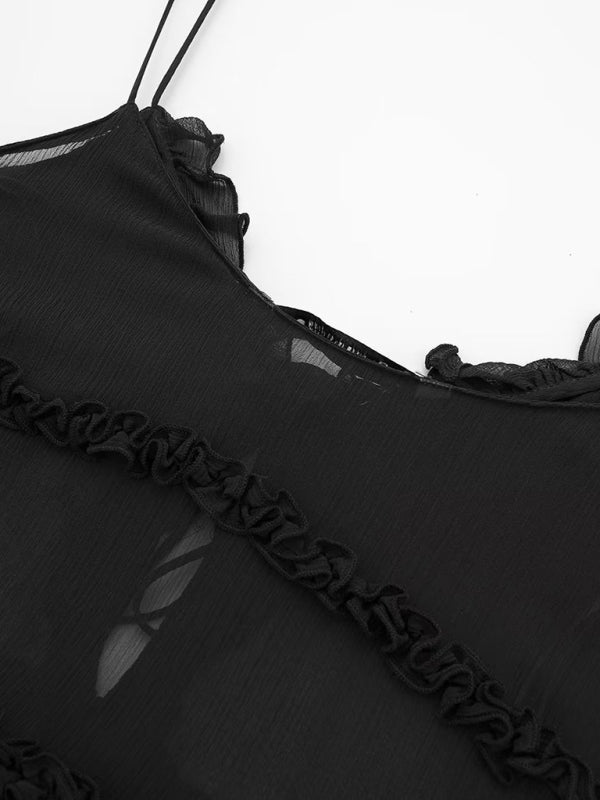 Rachelle | Romantische Camisole Top voor Dames, Mouwloos, Transparant en Gelaagd – Perfect voor Lente en Zomer