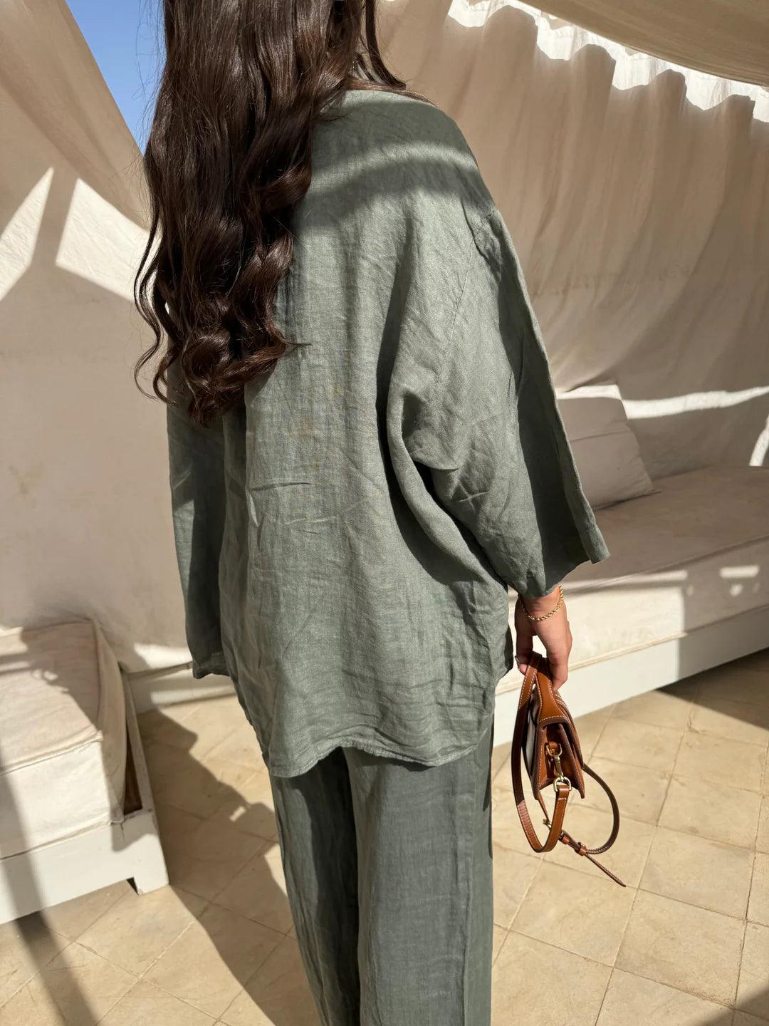 Aylin Linnen Set | Dames Set met Blouse en Broek in Luchtig Linnen