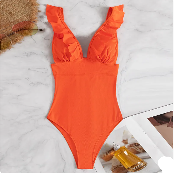 Elisa | Elegant V-Hals Badpak met Ruffle Details – Stijlvol & Flatterend