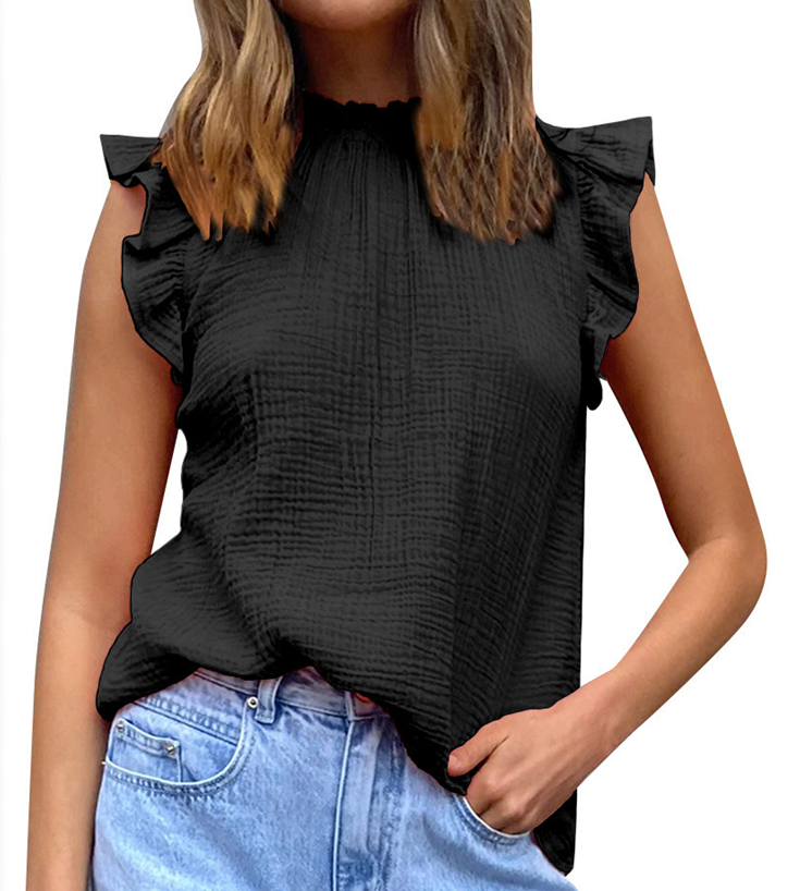 Isabelle | Dames T-shirt – Relaxed Fit – Geplooide Hals & Ruchemouwen – Natuurlijke Vezels